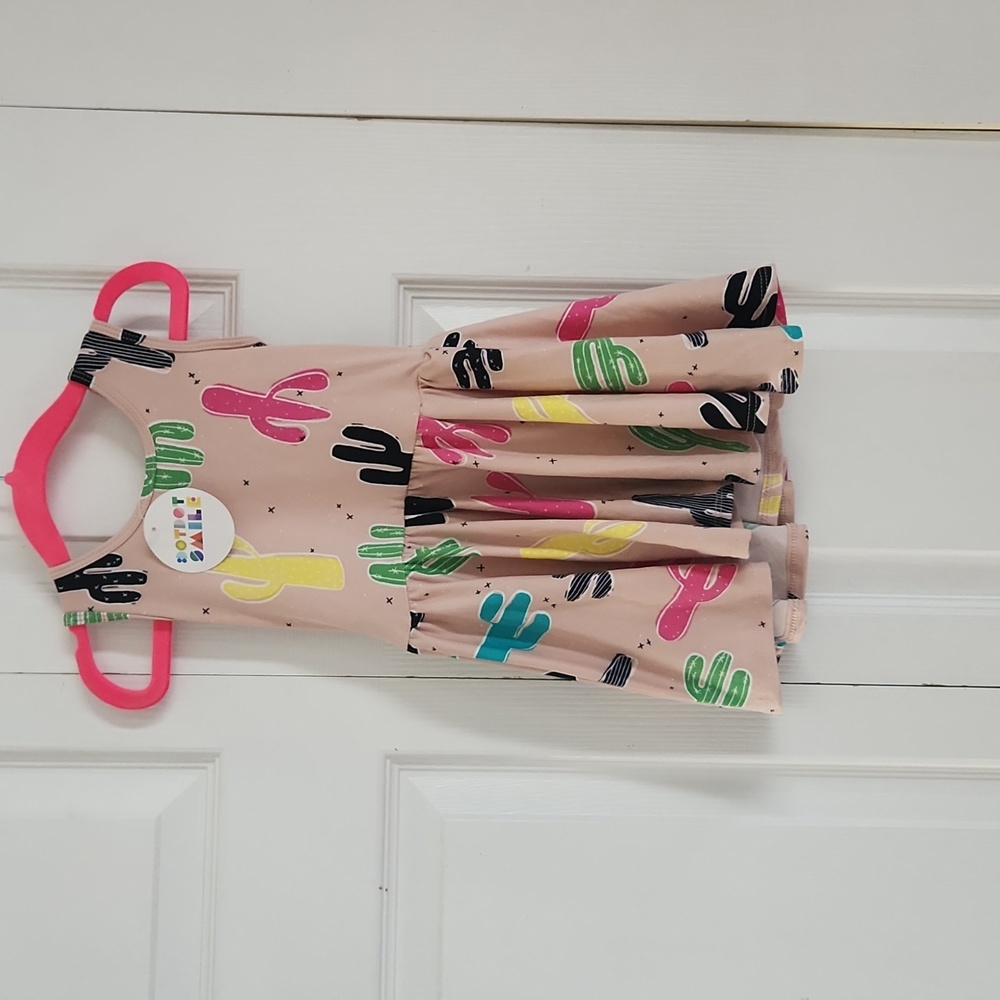 NWT Dot Dot Smile Peach with multicolored cactus Twirl Dress